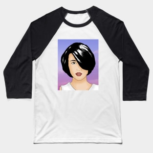 Hand Drawn Short Hair Girl Baseball T-Shirt